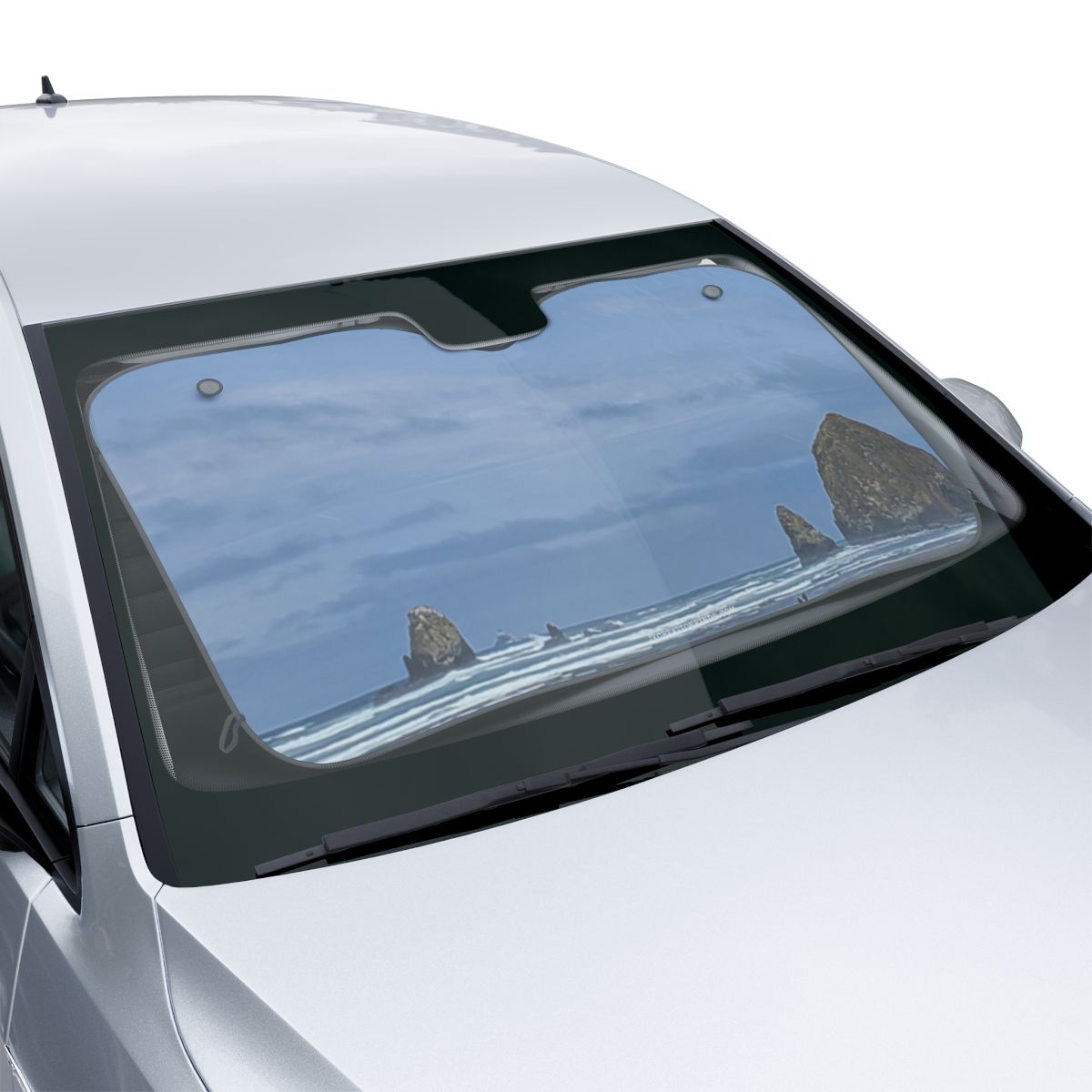 Coastal Rocks and Waves Car Windshield Sunshade