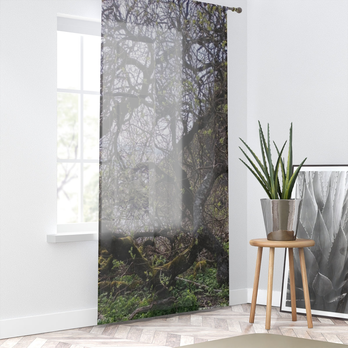 Forest Themed Sheer Curtain for Living Room Decor