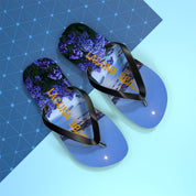 Flip-flops with "Laguna Beach" text and a scenic beach background.