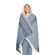 Cozy Hooded Blanket with Ocean Wave Design Blanket