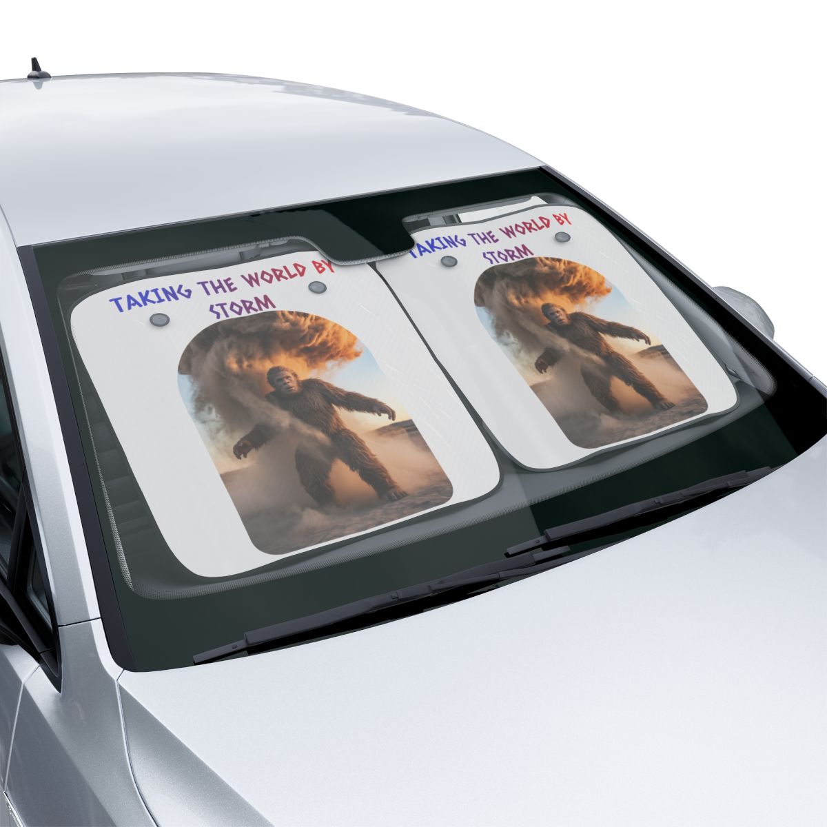 Taking the World by Storm Bigfoot Car Sunshade