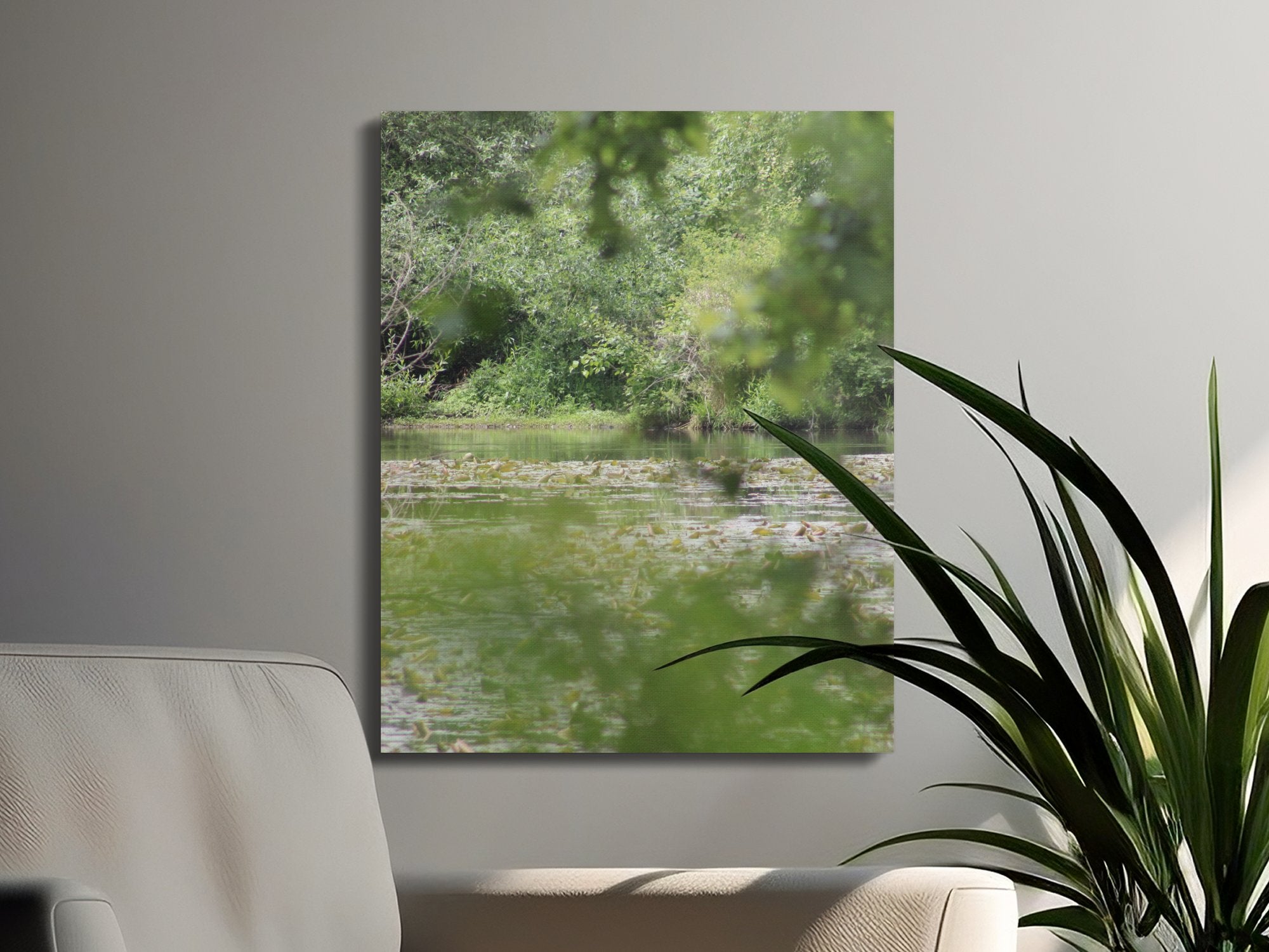 Tranquil Green Forest Lake Nature Wall Art product