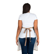 Stylish Back Tie White Apron with Brown Straps