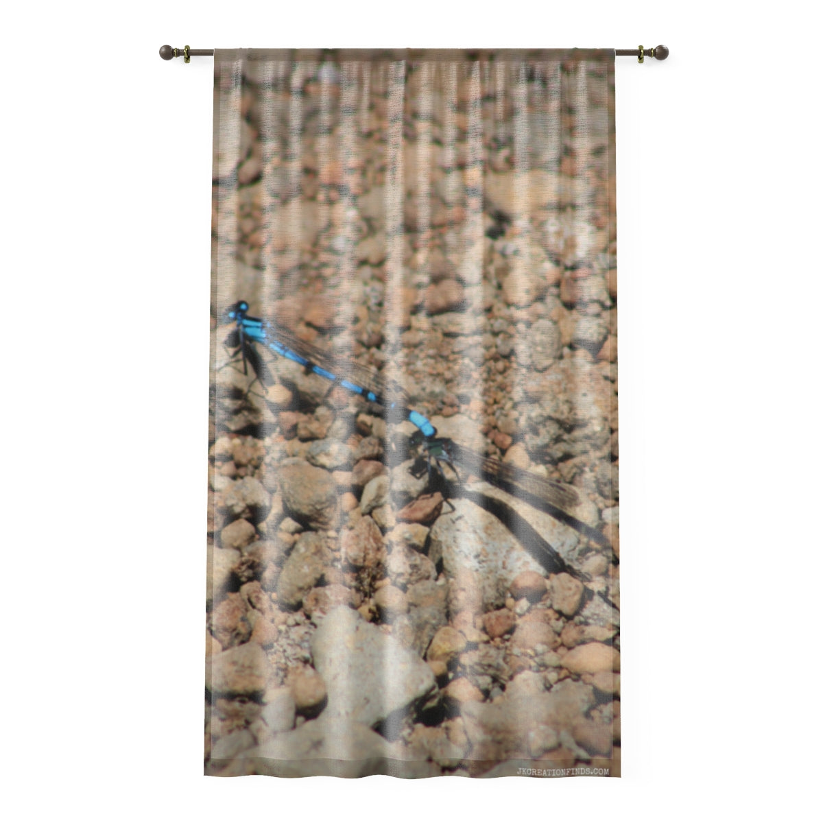 Blue Dragonfly on Pebbled Ground Artistic Curtain