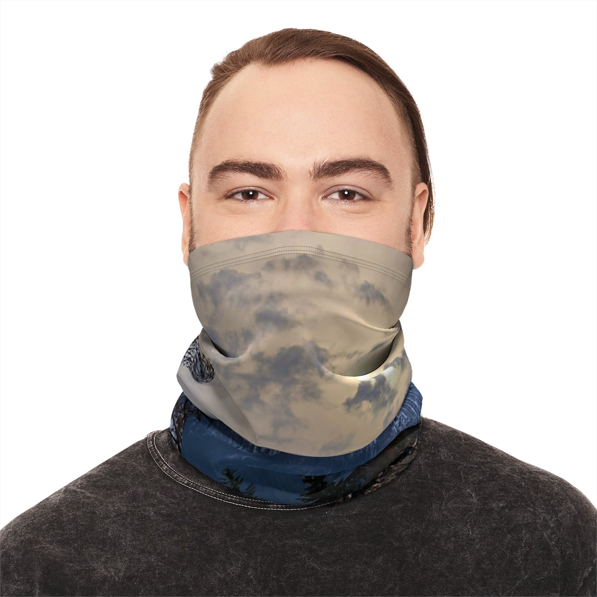 Multifunctional Blue Gray Sky Print Neck Gaiter Scarf