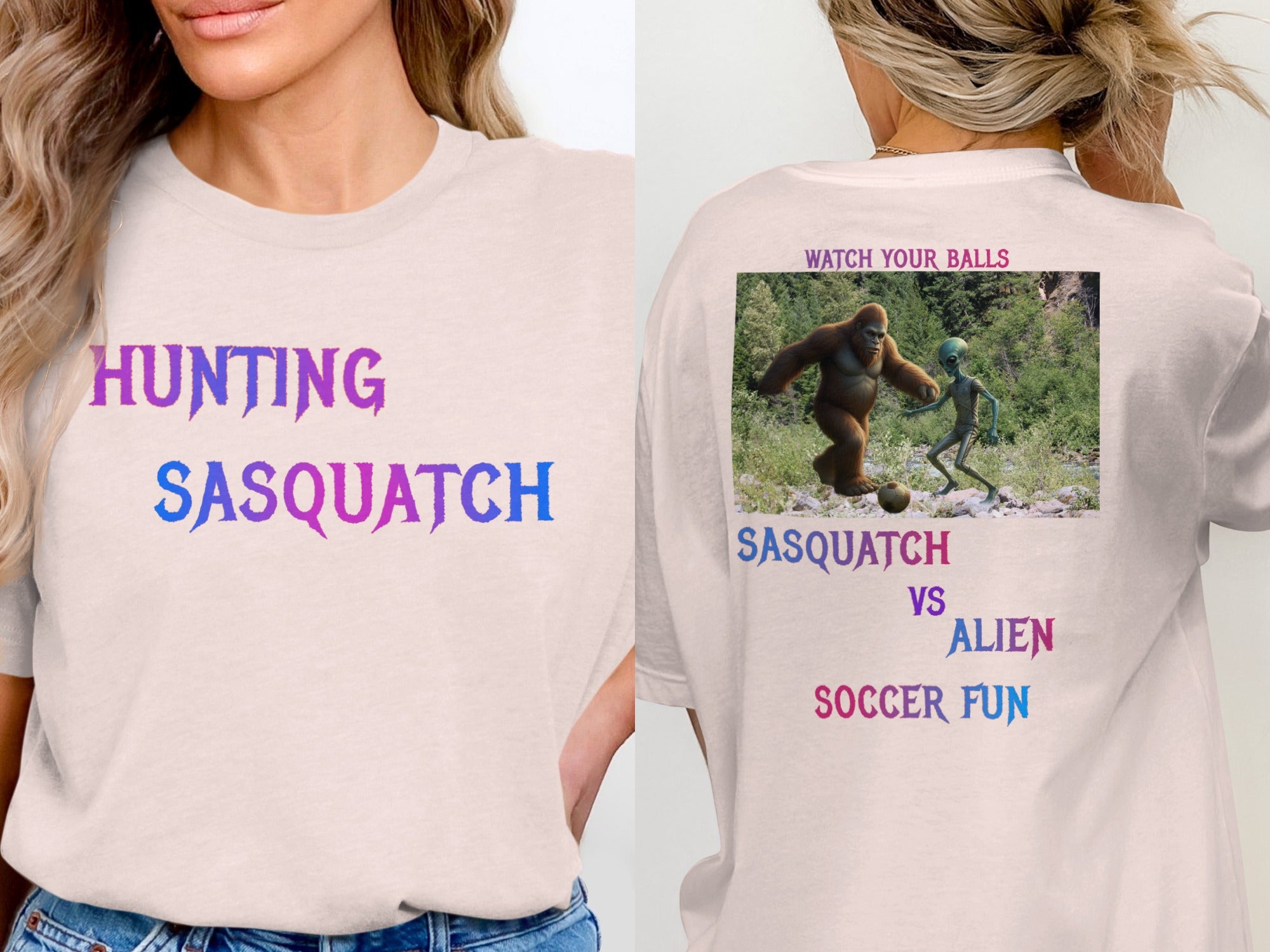 Hunting Sasquatch Alien Soccer Fun T-shirt