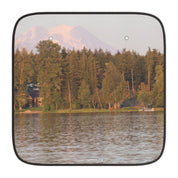 Scenic Lakeside View With Mountain Print Sunshade
