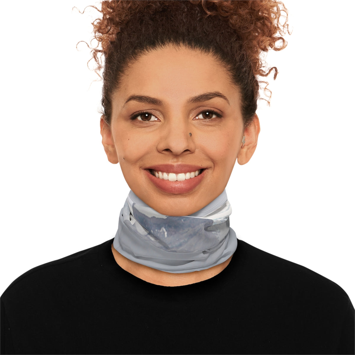 Stylish Gray Patterned Neck Gaiter for Outdoor Activities