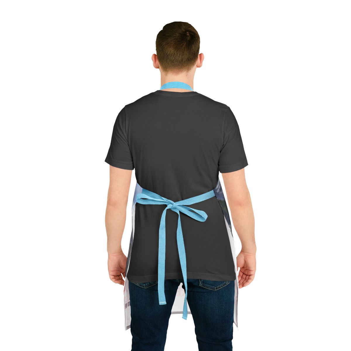 Blue Strap Black T-Shirt Apron for Cooking and Baking