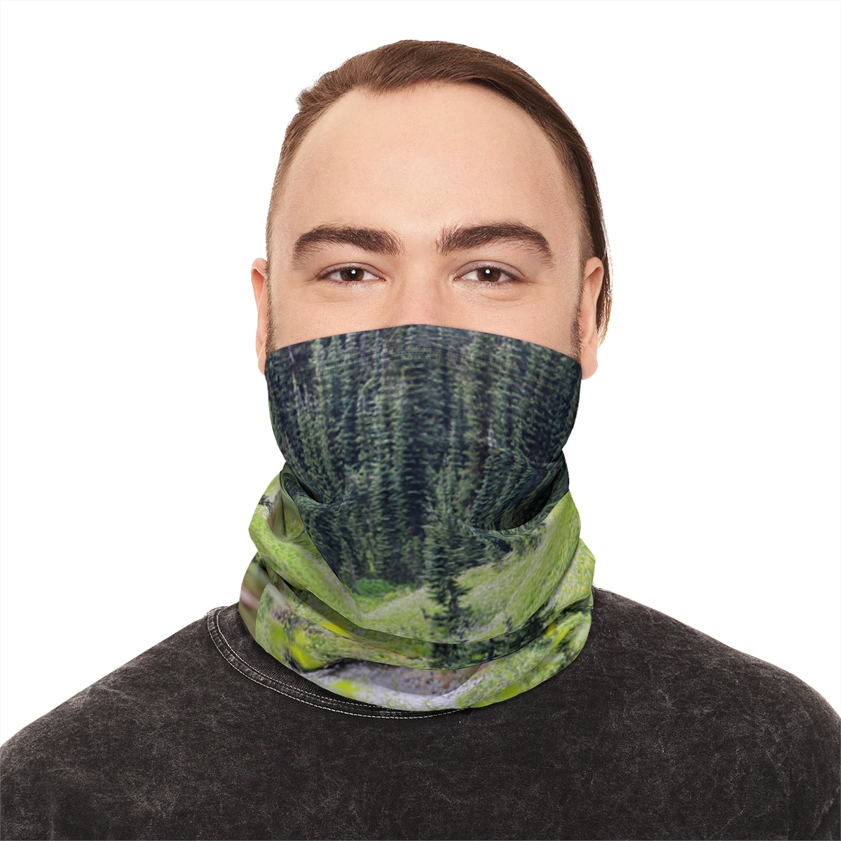 Vibrant Forest Print Neck Gaiter for Outdoor Use