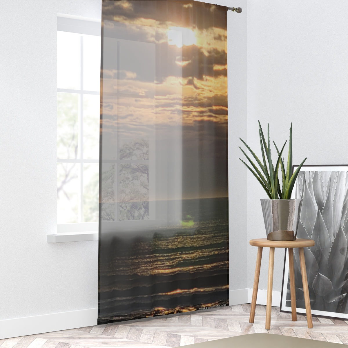 Beautiful Sunset Scene Semi-Sheer Window Curtain