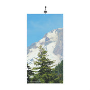 Scenic Snow-Capped Mountain and Pine Tree Tapestry