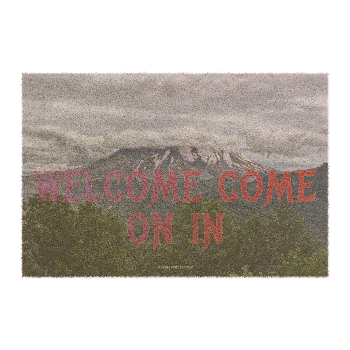 Welcome Come On In Mountain Scene Rug Product