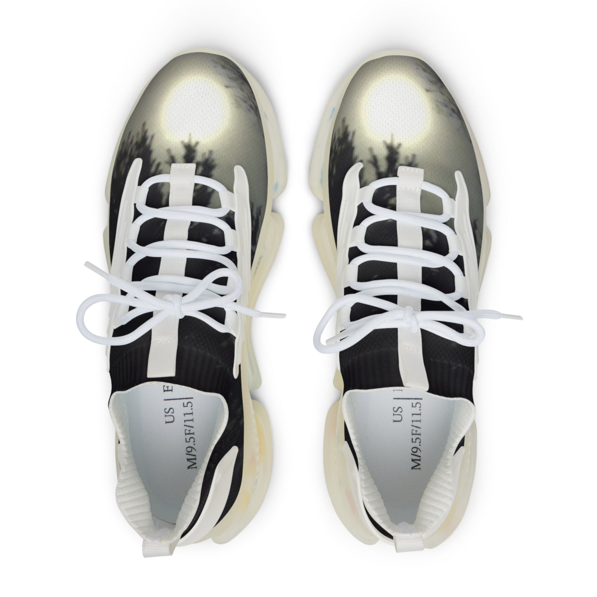 Dark Trees Bright Orb Pattern Black White Laced Shoes product type
Sneakers
Shoes
Footwear
Forest
Trees
Sun
Moon
Glow
Light
Dark
Silhouette
Nature
Landscape
Black
White
Gray
Cream
Athletic
Casual
Unisex
