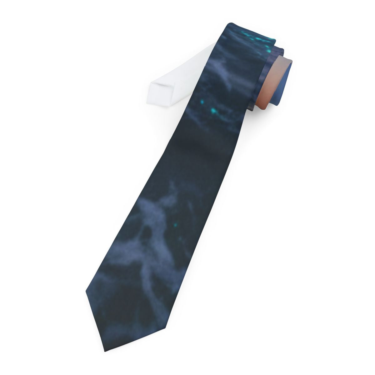 Dark Swirled Patterned Neck Tie with Blue Highlights