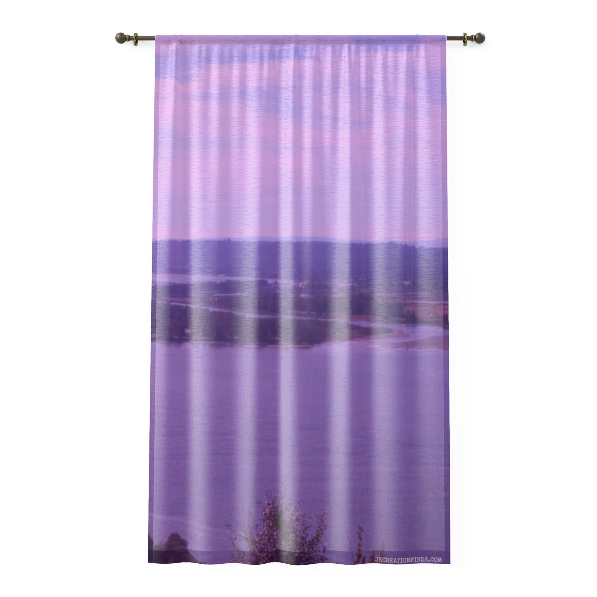Purple River View Window Curtain, Scenic Landscape Window Treatment, Calming Home Decor, Lake House Window Curtain, Serene River Window