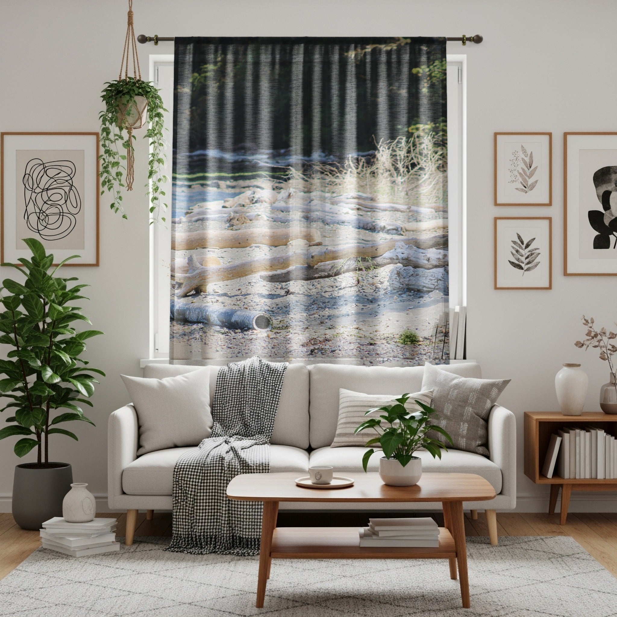 Beachcombing Window Curtain, Driftwood Beach Decor, Coastal Home, Nature Inspired, Ocean View, Serene Beach, Window Covering, Nautical