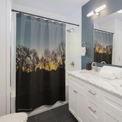 Evening Tree Silhouette Design Shower Curtain Product