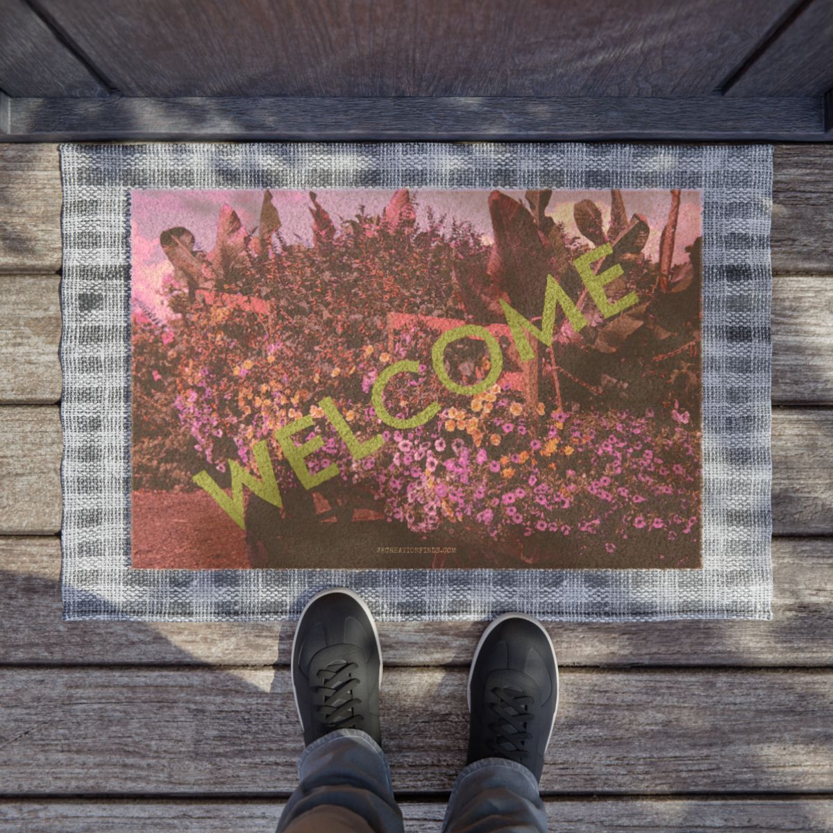 Vibrant Welcome Mat with Floral Design for Entryway