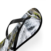 Flip-flops with a waterfall pattern on the sole.