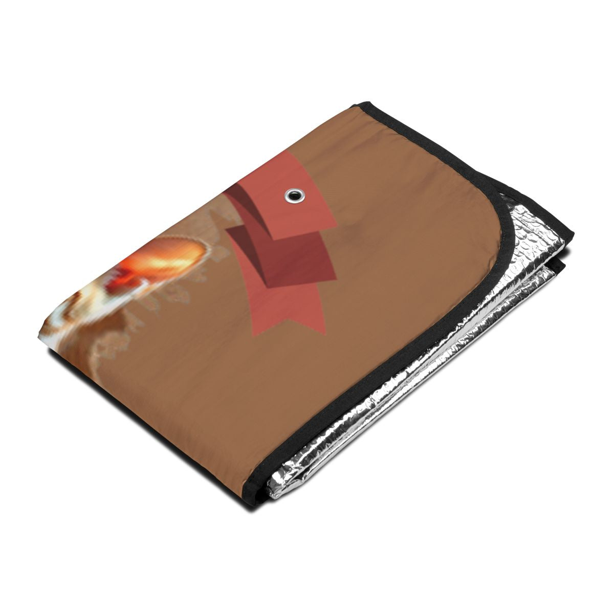 Red and Brown Car Sunshade with Abstract Design