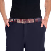 Stylish Maroon Belt with Silver Buckle Accessory