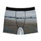 Men's boxer briefs with a beach and ocean landscape print.