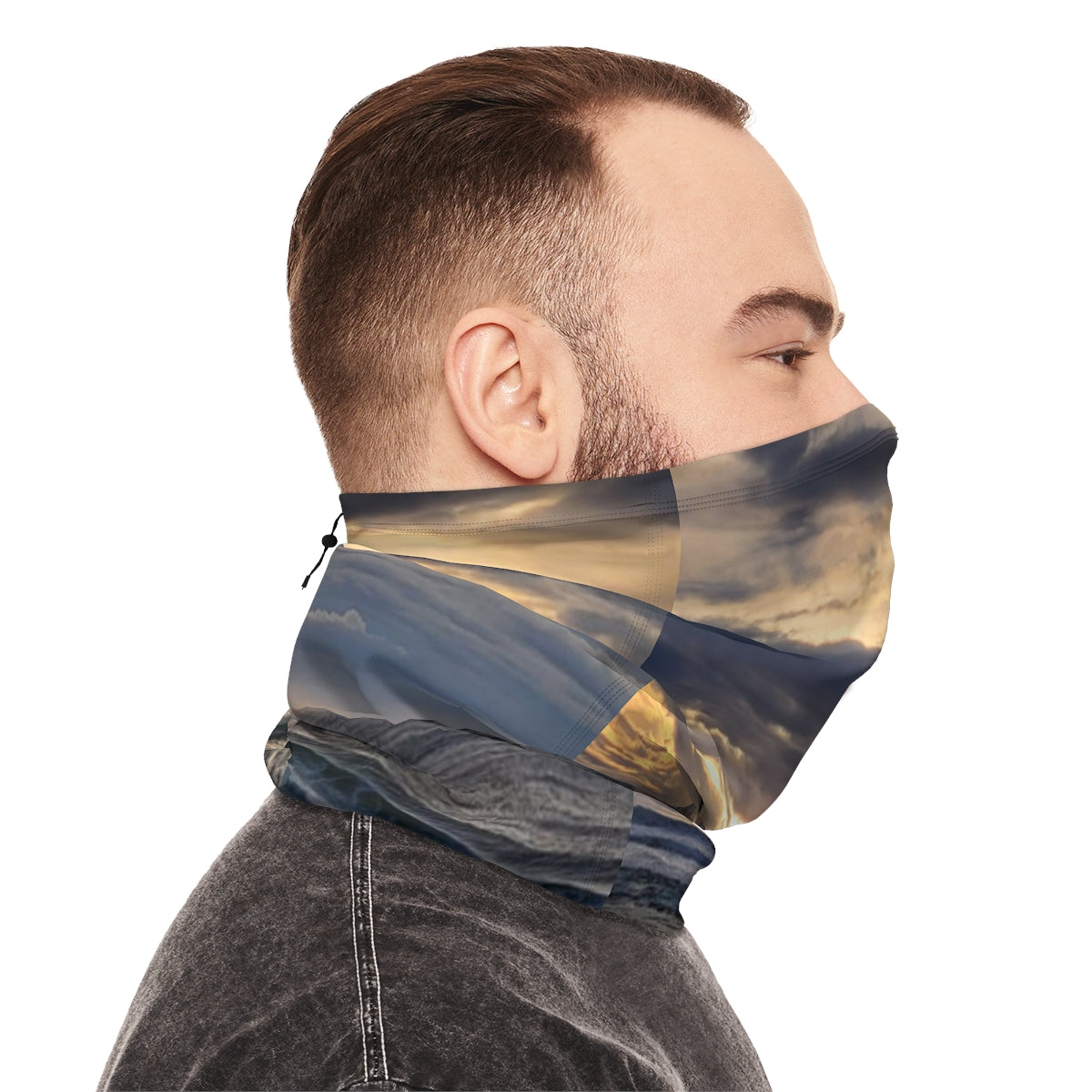 Scenic Mountain and Clouds Neck Gaiter for Outdoor Activities