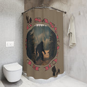 Big Sasquatch Forest Scene Shower Curtain
