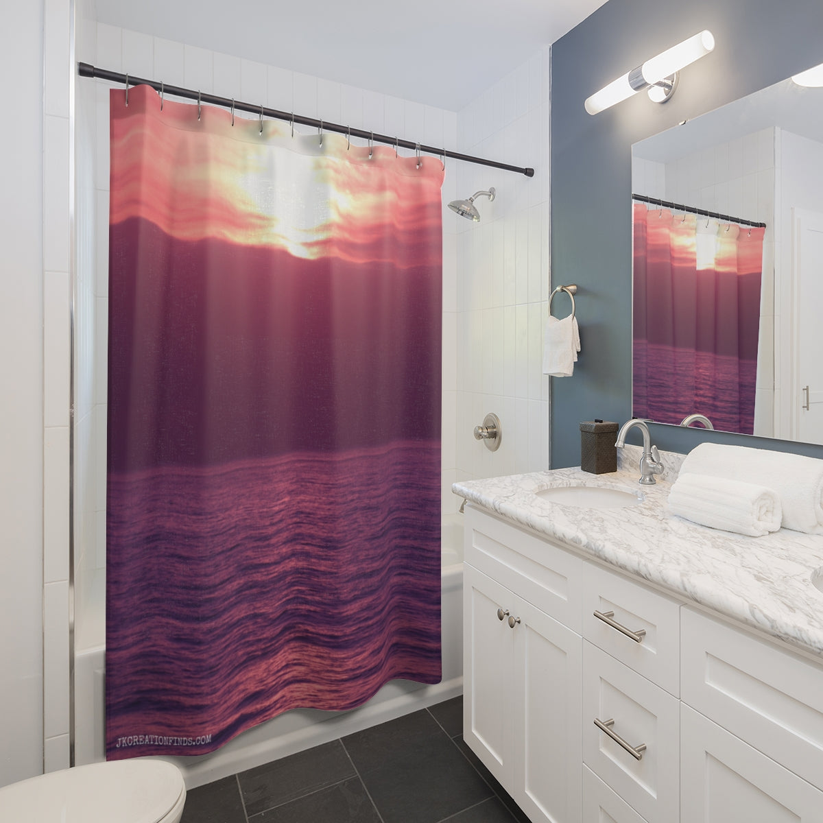Purple Sunset Over Ocean Shower Curtain Product