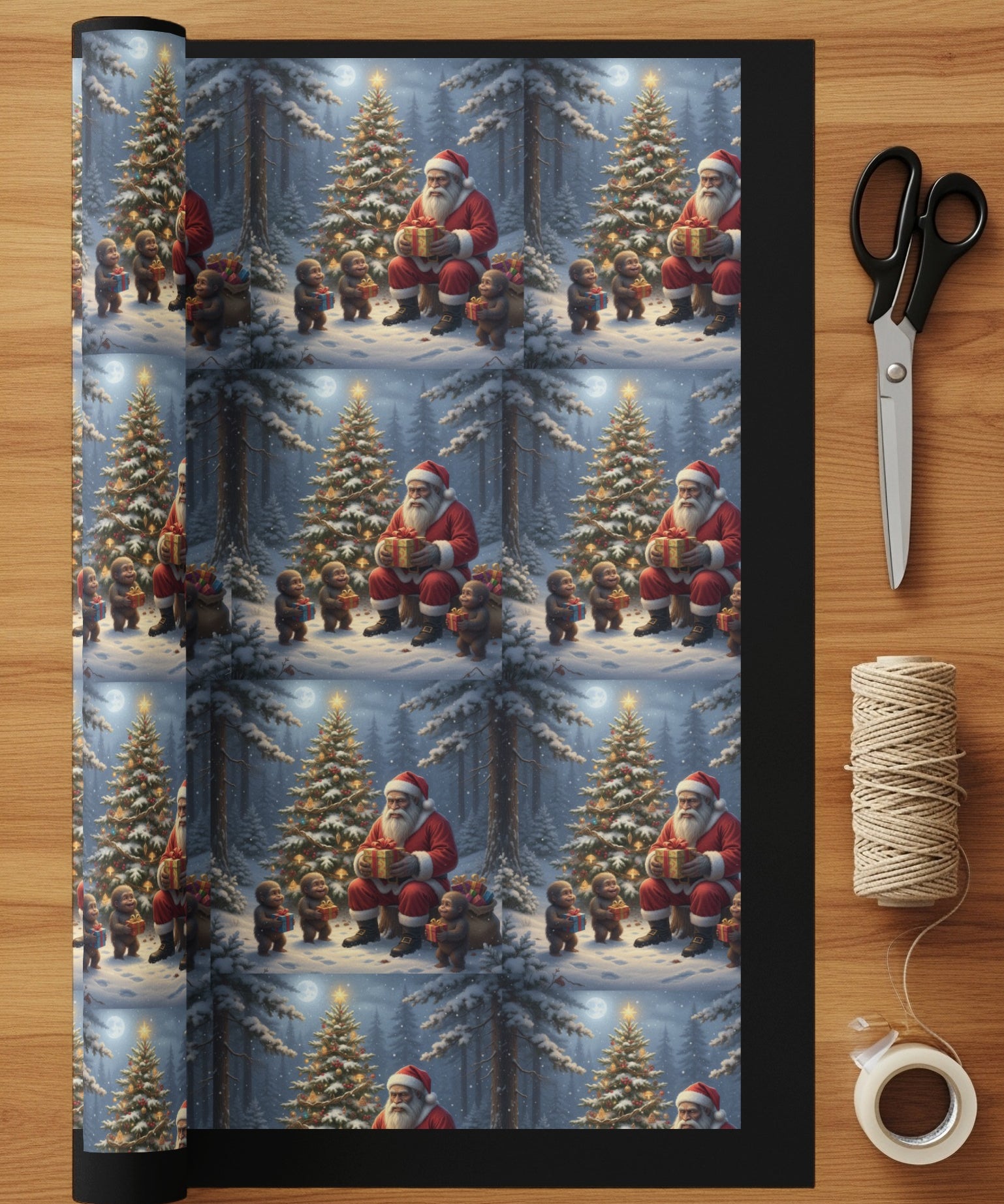 Festive Santa Claus Wrapping Paper Rolls for Christmas