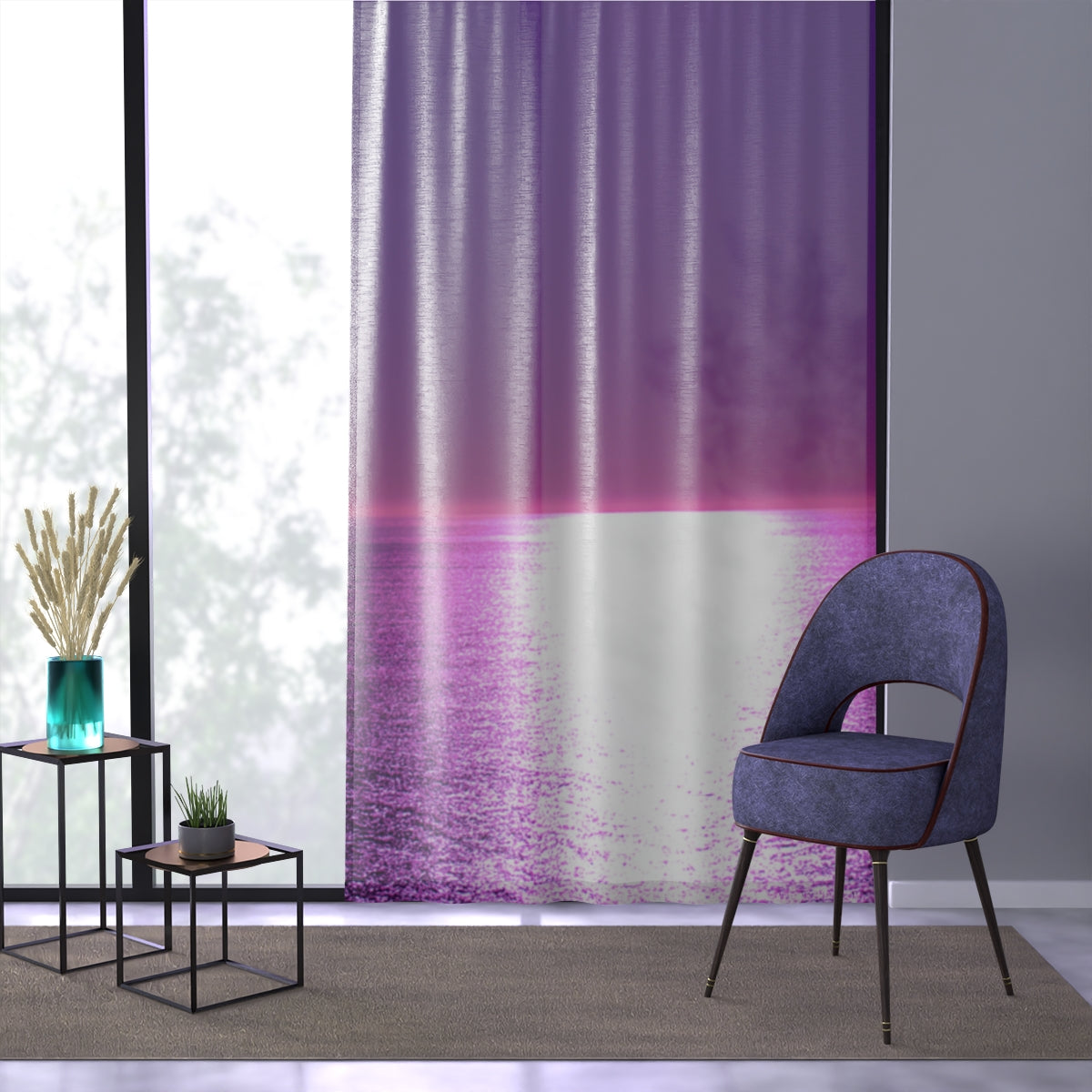 Purple Ocean Sunset Window Curtain Panel Product