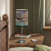 Elegant Bedside Lamp with Nature-Themed Cylinder Shade
