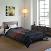 Beautiful Single Bed Cover with Sunset and Ocean Scene