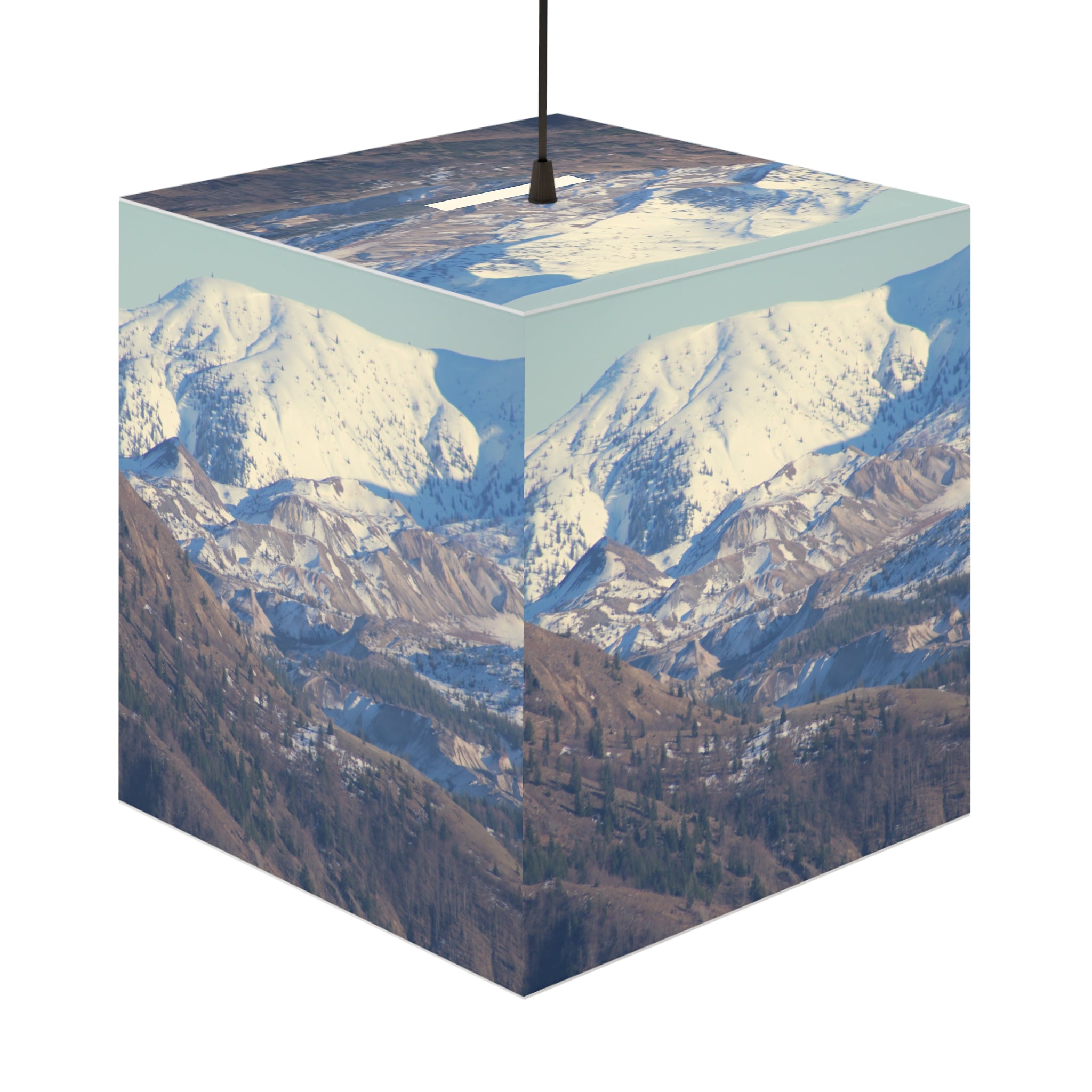 Winter Mountain Snowy Peaks Forest Cube Hanging Fixture product type