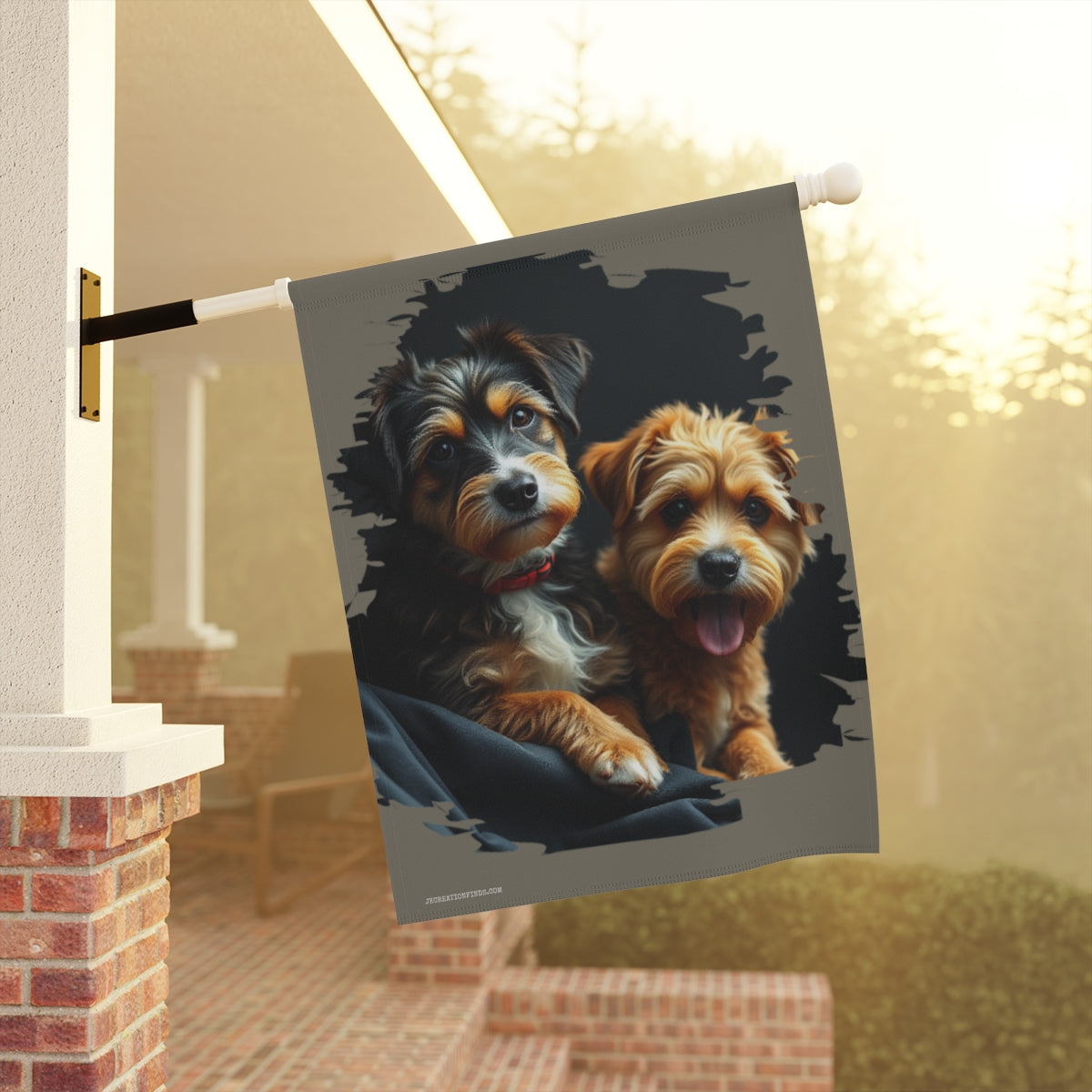 Cute Puppy Pair Print Decorative Outdoor Flag