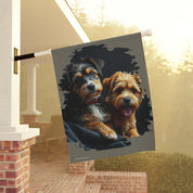 Cute Puppy Pair Print Decorative Outdoor Flag