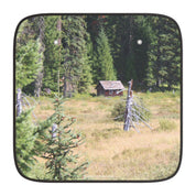 Rustic Cabin in Forest Scene Square Car Sunshade