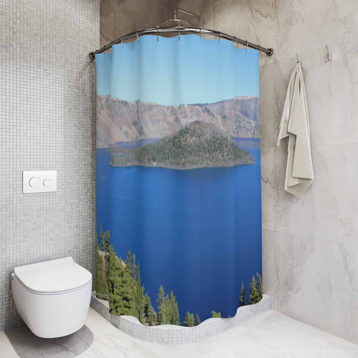 Scenic Crater Lake Mountain View Shower Curtain