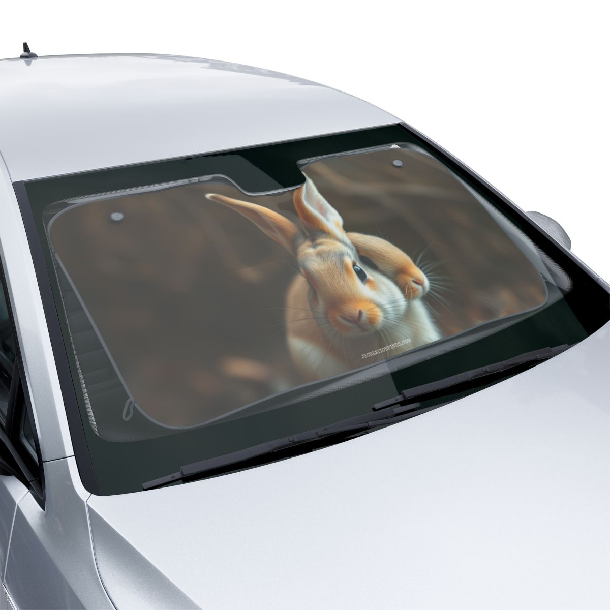 Cute Rabbit with Folded Ears Windshield Sunshade