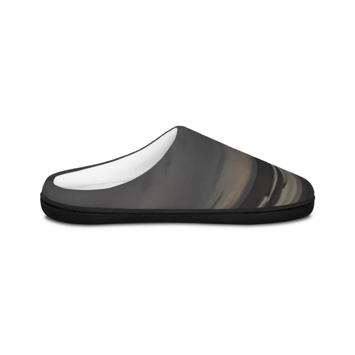 Stylish Gray and Black Striped Cozy Slippers