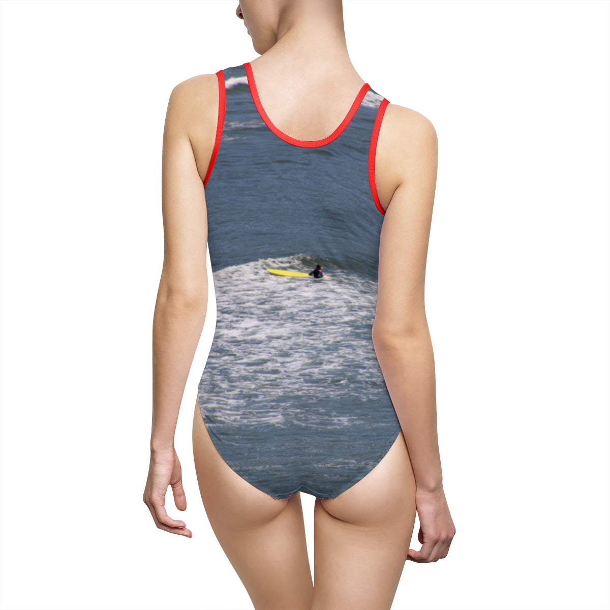 Kayaker on Ocean Waves Unique Printed Swimsuit