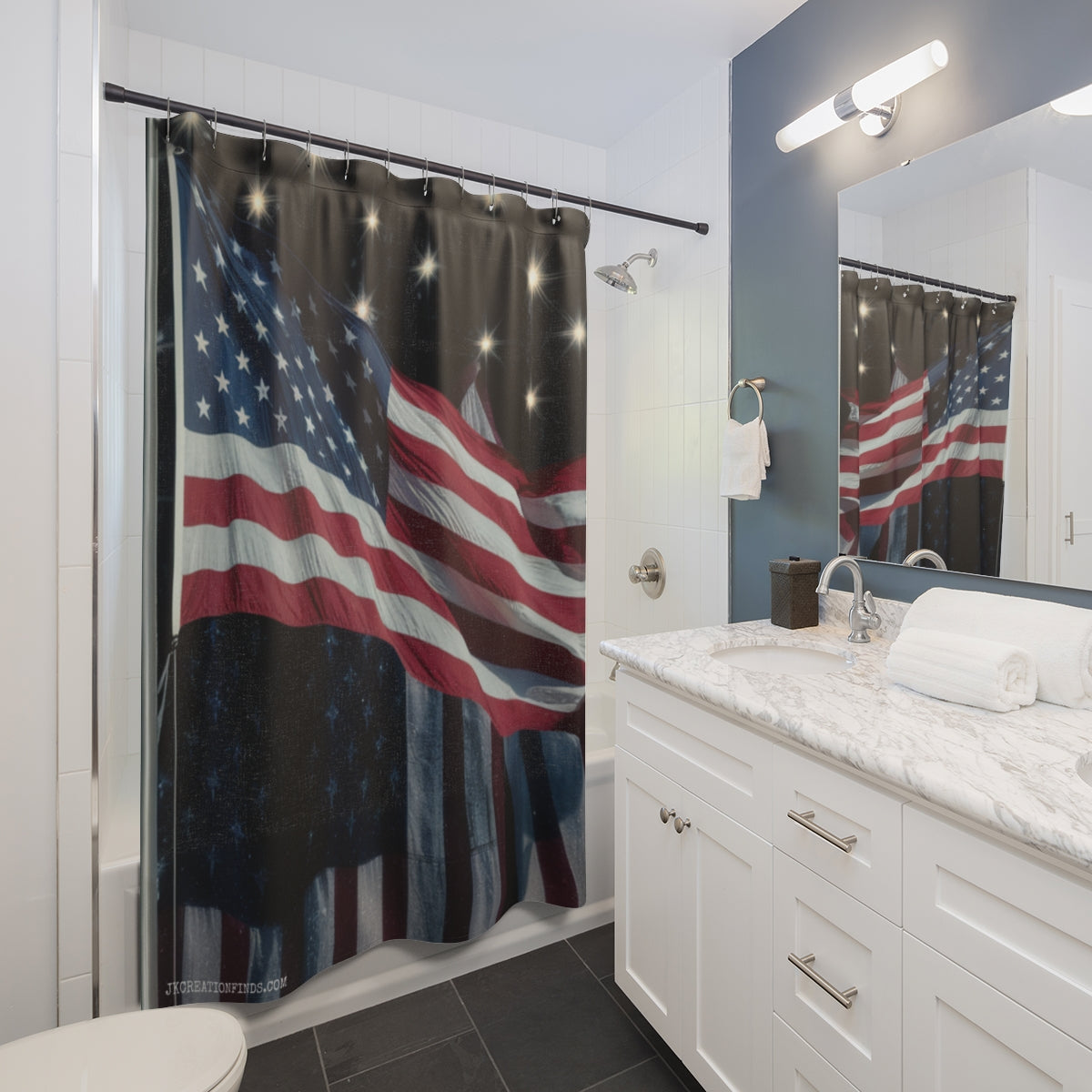 Elegant American Flag Shower Curtain for Bathroom Decor