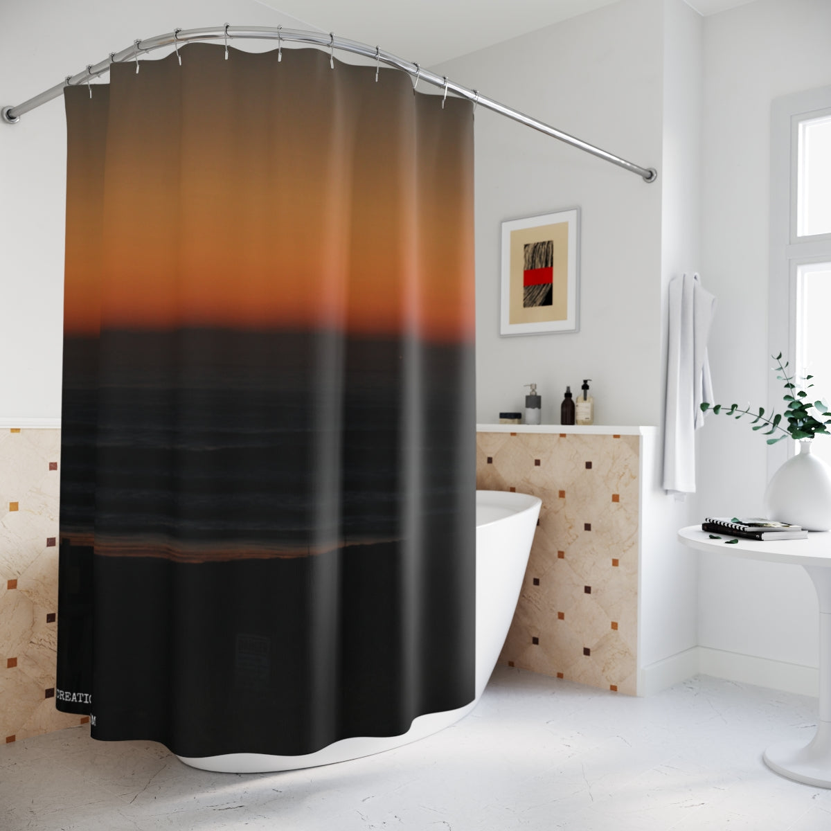 Sunset Beach Design Bathroom Shower Curtain Product