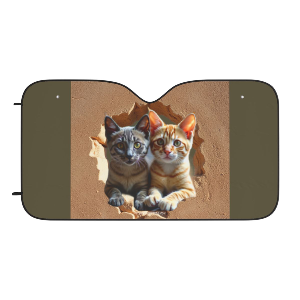 Cute Cats Peeking Through Wall Car Sunshade Product