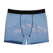 Boxer briefs featuring a snow-capped mountain landscape print.