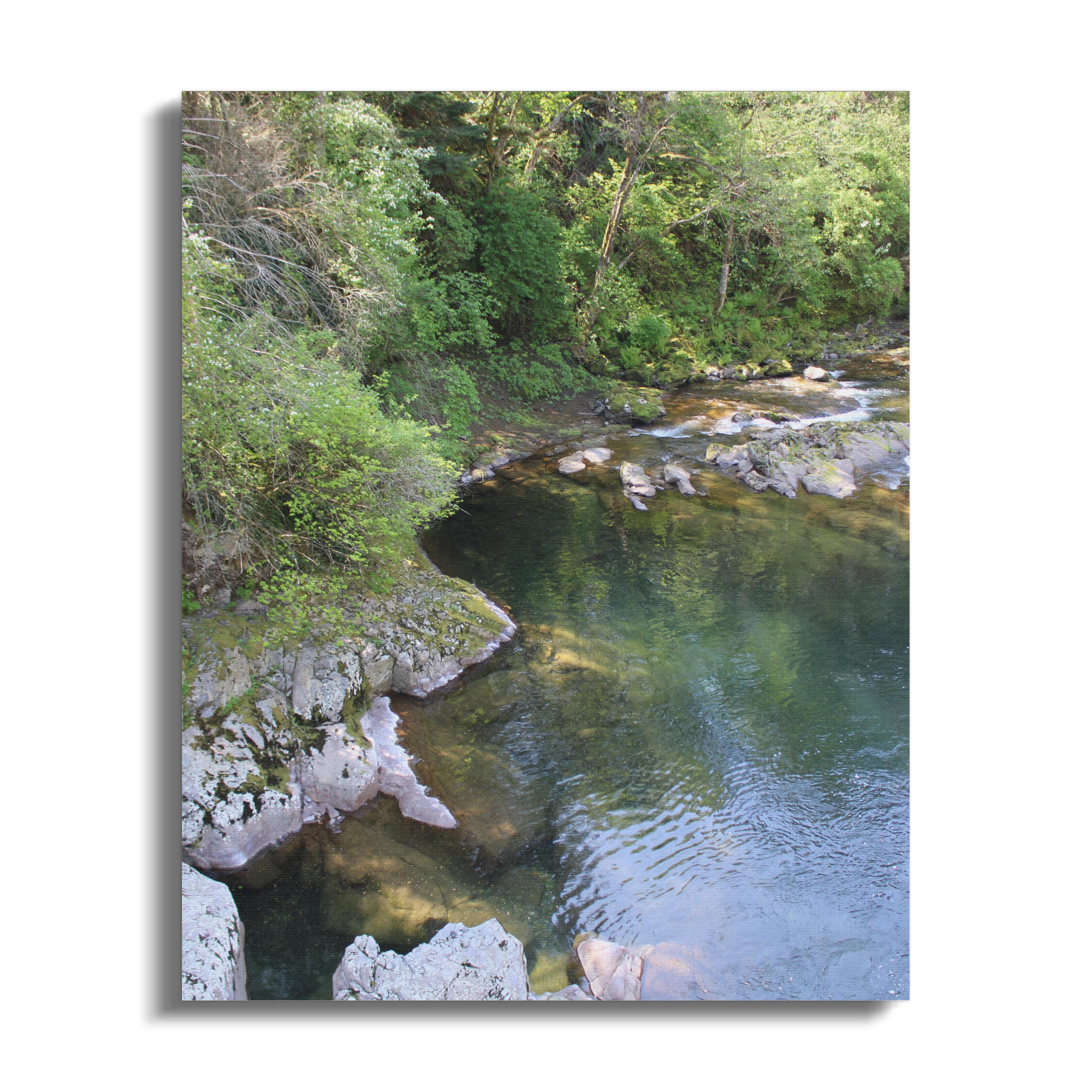 Tranquil Forest River Scene on Rocks Canvas Wall Art product