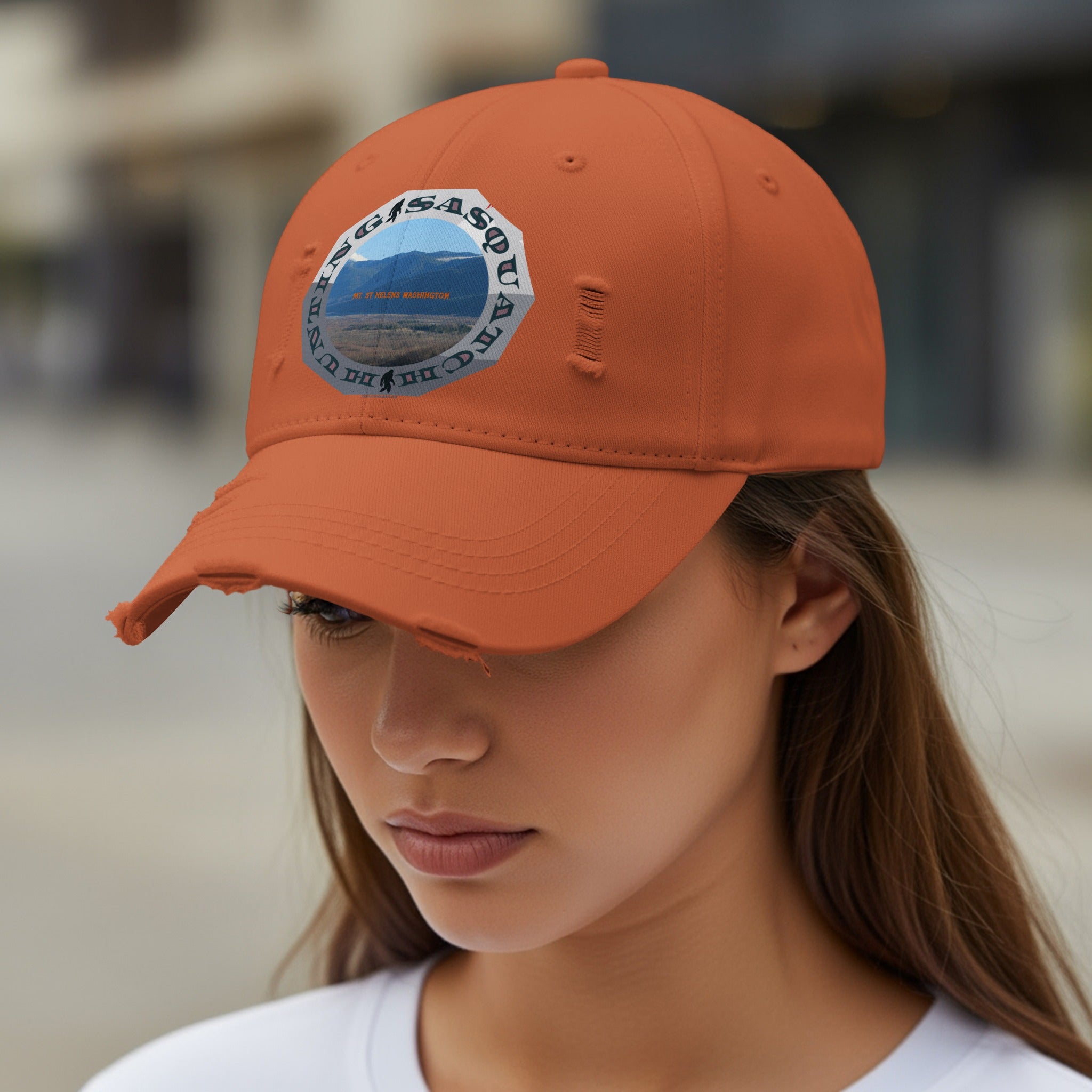 Stylish Distressed Cap with Unique Logo Hat product