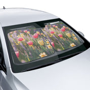 Floral Car Windshield Sun Shade with Spring Flowers Design