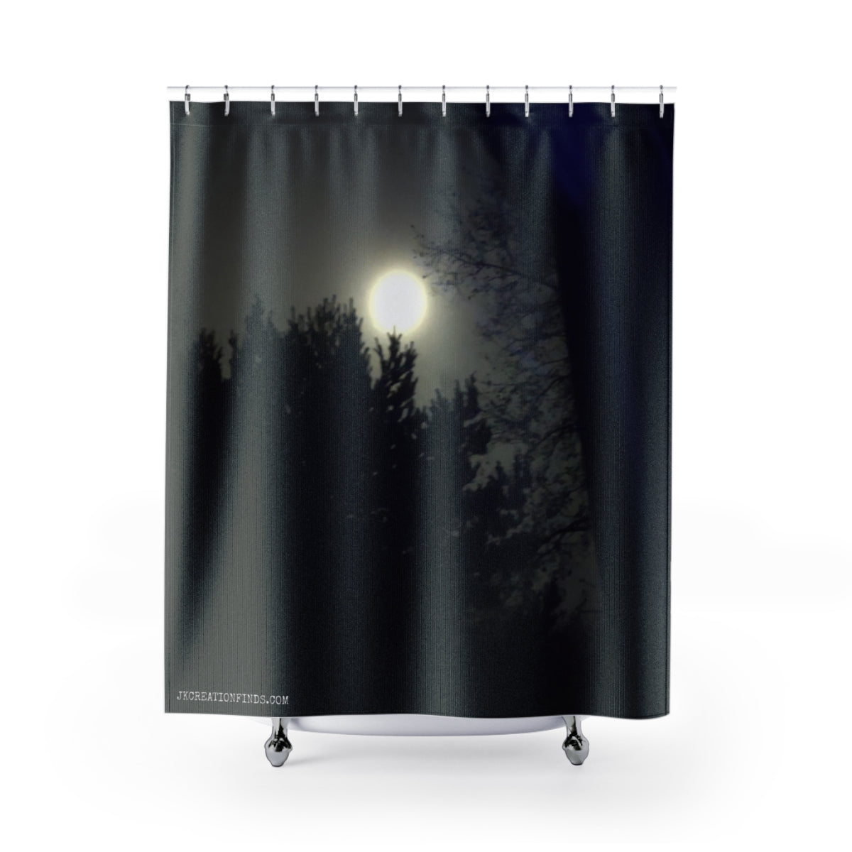 Scenic Moonlit Night Forest Shower Curtain